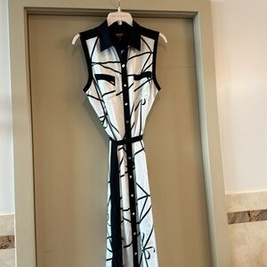 Juicy Couture black white midi w semi-sheer fabric, includes slip & scarf